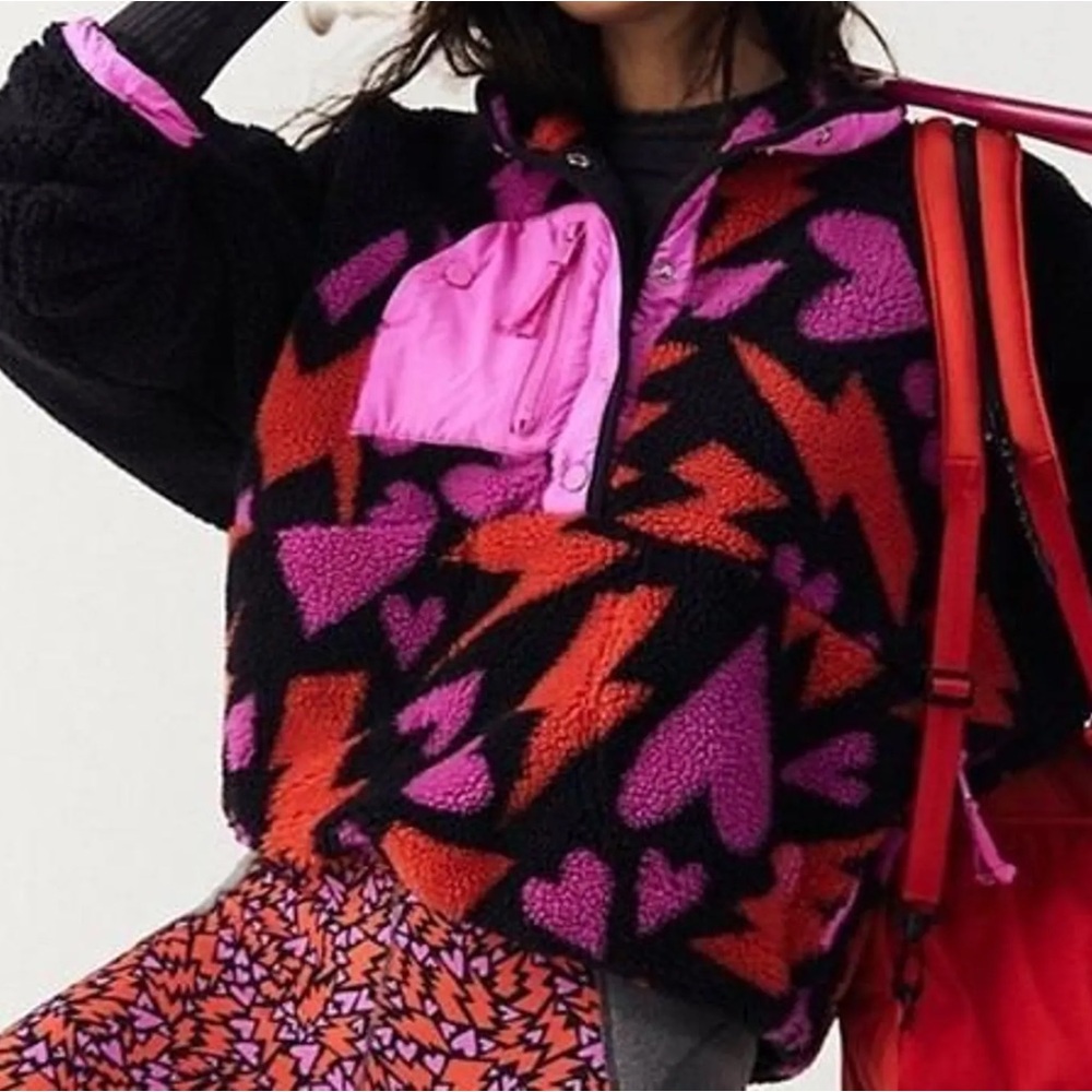 HIT THE SLOPES BOLTS OF LOVE PRINTED JACKET FREE PEOPLE